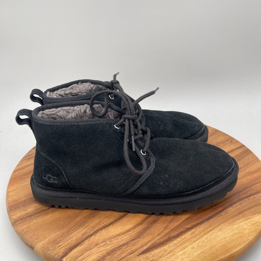 UGG Neumel Boots Mens Size 12 Black Suede Casual Comfort Shearling Lined Chukka
